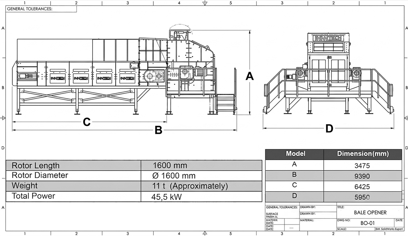 Bale Opener technical drawing