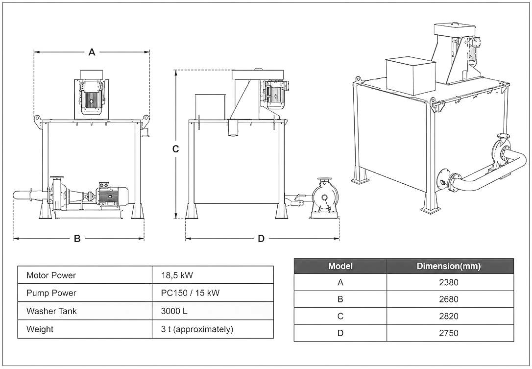 Yoğun Yıkama (Intensive Washer) teknik çizimi